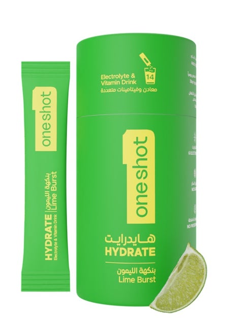 Electrolyte Hydration Supplement Lime Burst | 14 Sticks | No Sugar, No Junk, No After Taste
