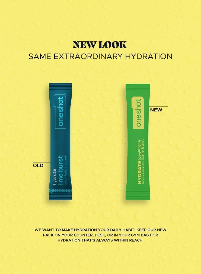 Oneshot Electrolyte Hydration Supplement Lime Burst | 14 Sticks | No Sugar, No Junk, No After Taste  - Image 2
