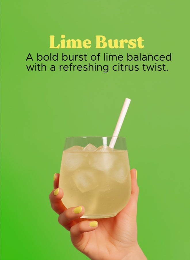 Lime Burst, Daily Hydration, Sugar Free Electrolyte Powder Drink Mix with Vitamins and Zinc, No Aftertaste, Lime Lemon Flavor, 14 Sachets