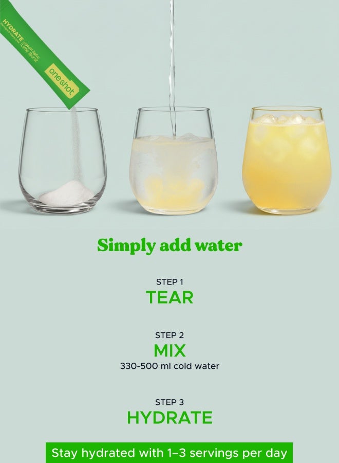 Lime Burst, Daily Hydration, Sugar Free Electrolyte Powder Drink Mix with Vitamins and Zinc, No Aftertaste, Lime Lemon Flavor, 14 Sachets