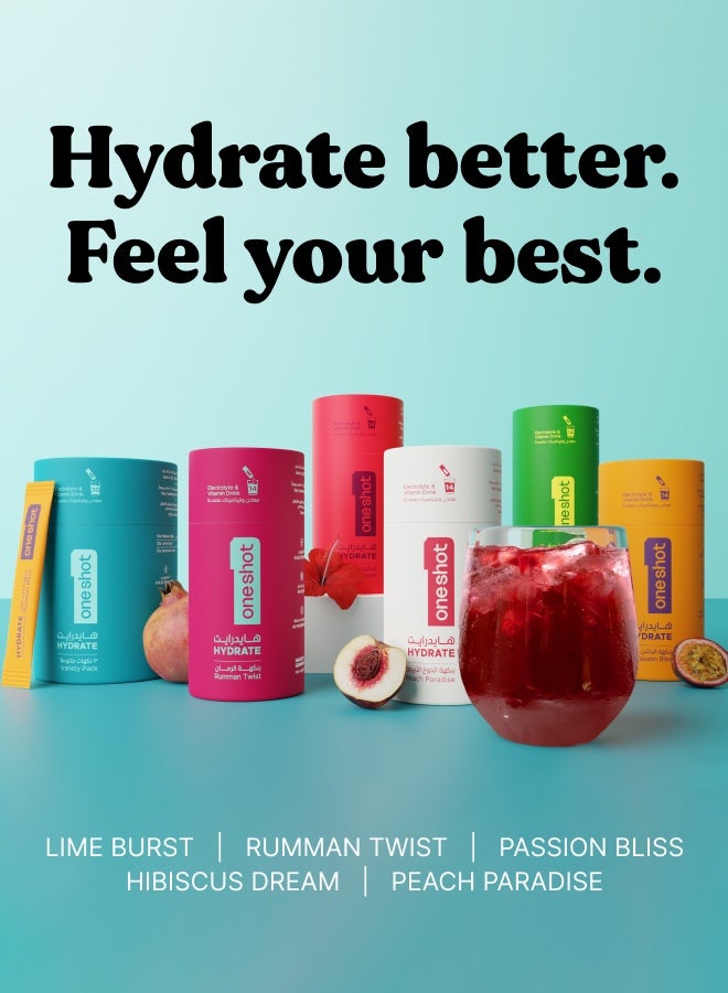 Lime Burst, Daily Hydration, Sugar Free Electrolyte Powder Drink Mix with Vitamins and Zinc, No Aftertaste, Lime Lemon Flavor, 14 Sachets