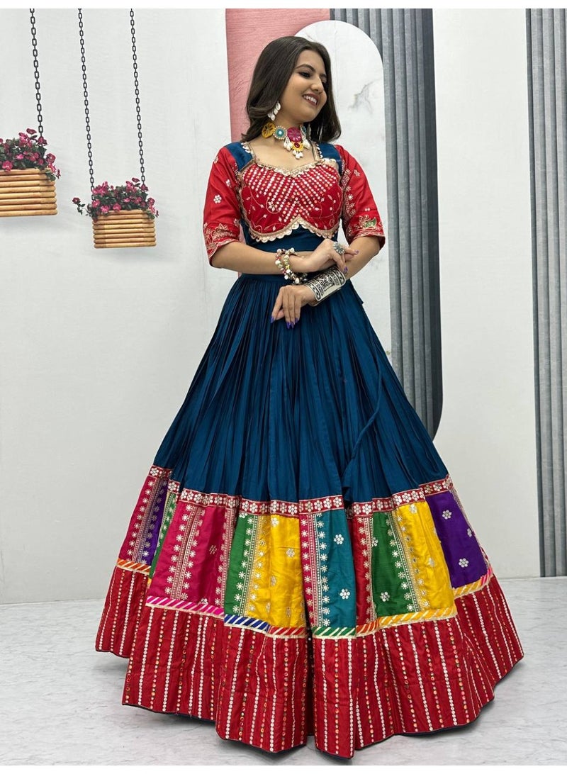 Super Asian Premium Pure Cotton Lehenga Choli with Heavy Embroidery & Sequence Work – 6m Flair | Canvas Patta | Faux Georgette Dupatta - Image 2
