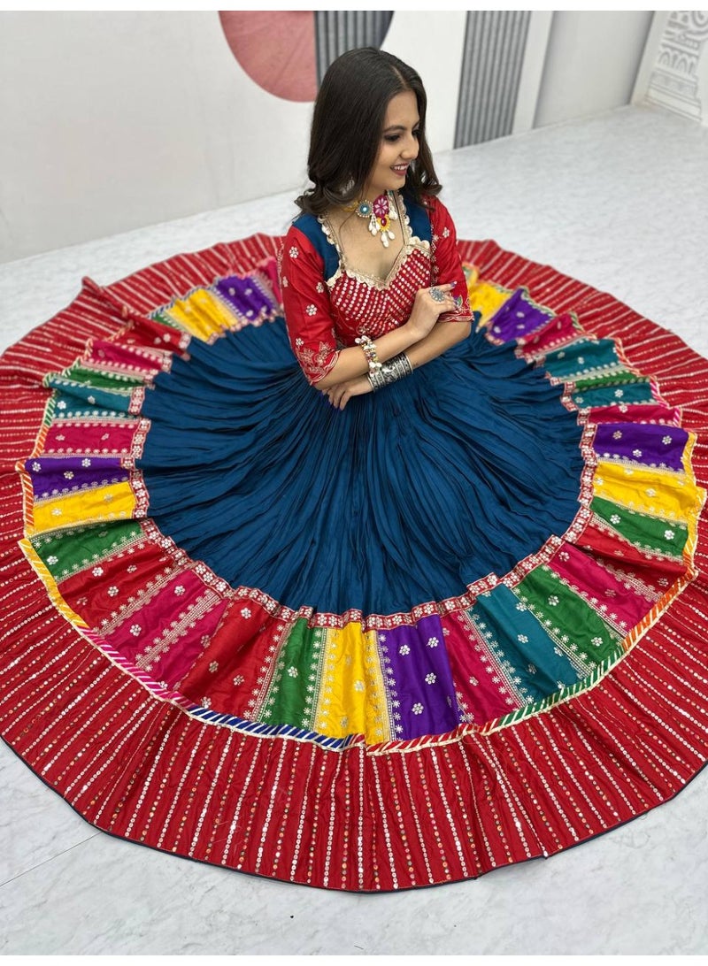 Super Asian Premium Pure Cotton Lehenga Choli with Heavy Embroidery & Sequence Work – 6m Flair | Canvas Patta | Faux Georgette Dupatta - Image 4