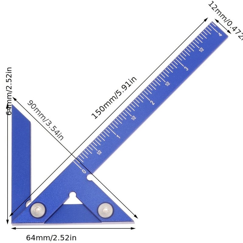 Center Finder Woodworking Square 45 90 Degree Right Angle Black Line Gauge Carpenter Ruler Tool - Image 3