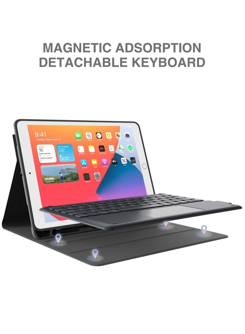 Gravity iPad Keyboard 9th Generation, Keyboard for iPad 8th Generation/7th Gen 10.2 Inch, Smart Trackpad, Detachable Wireless with Pencil Holder, Flip Stand Keyboard Case for iPad 9th/8th/7th Gen 10.2‚Äù, Black - Image 3
