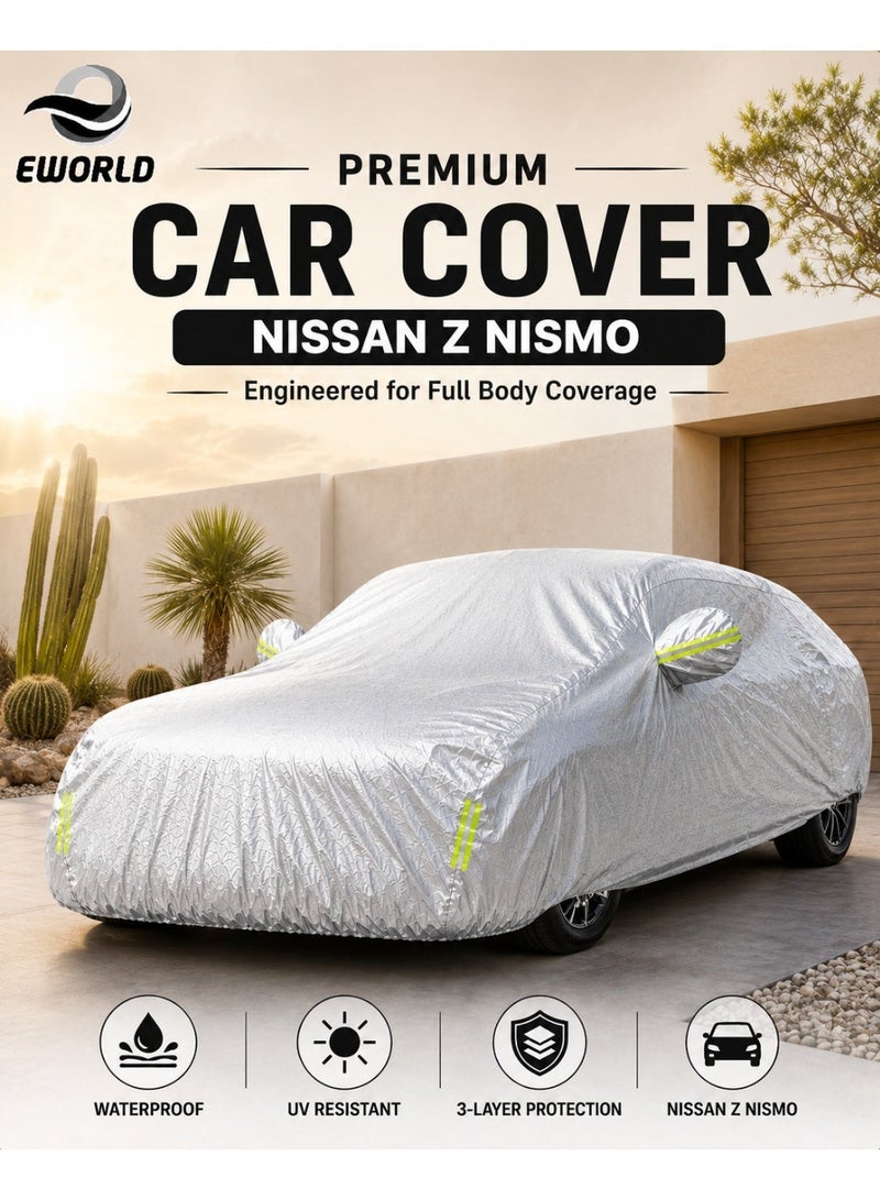 إي وورلد غطاء سيارة كامل مقاوم للماء والأشعة فوق البنفسجية لسيارة Nissan Z NISMO، حماية خارجية ضد الغبار، فضي - Image 1