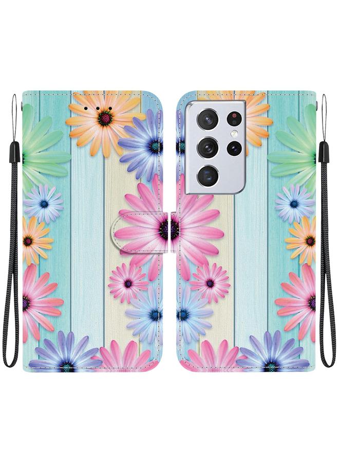 S-TOP Case For Samsung Galaxy S21 Ultra 5G Crystal Texture Colored Drawing Leather Phone Case - Image 1