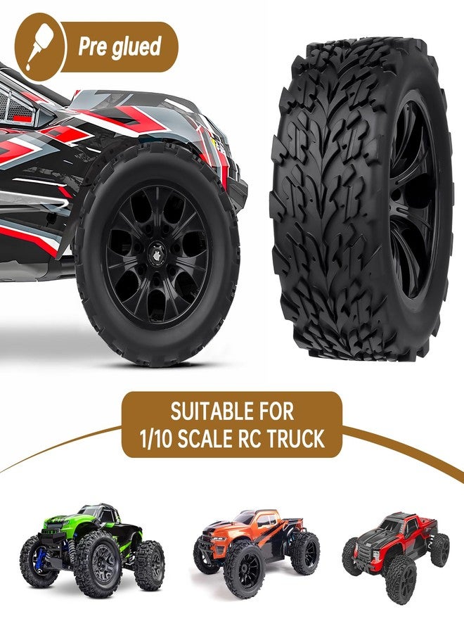 Hobbyfire 2.8" 12mm Hex RC Wheels and Tires w/Foam 1/10 Scale RC Monster Truck Replacement for Traxxas Stampede Rustler 2WD VXL Hoss 4x4 Redcat Volcano Epx Blackout XTE Pre-Glued, 4pcs - Image 4