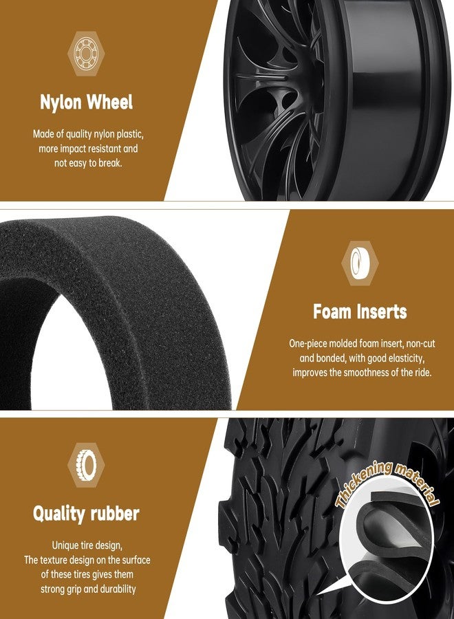 Hobbyfire 2.8" 12mm Hex RC Wheels and Tires w/Foam 1/10 Scale RC Monster Truck Replacement for Traxxas Stampede Rustler 2WD VXL Hoss 4x4 Redcat Volcano Epx Blackout XTE Pre-Glued, 4pcs - Image 5