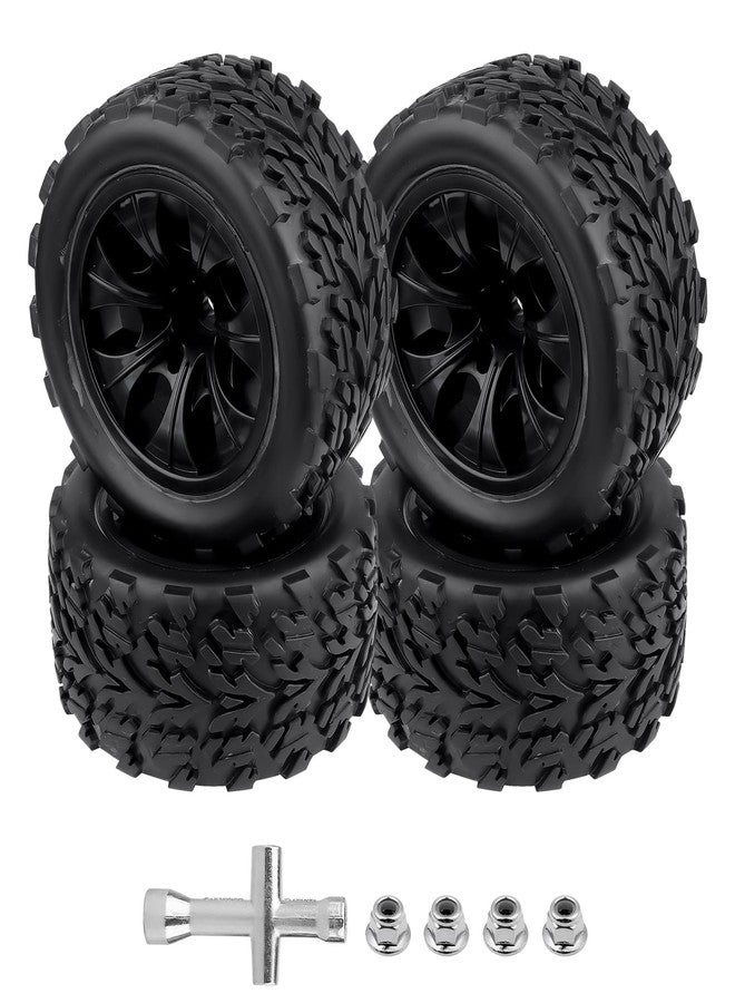 Hobbyfire 2.8" 12mm Hex RC Wheels and Tires w/Foam 1/10 Scale RC Monster Truck Replacement for Traxxas Stampede Rustler 2WD VXL Hoss 4x4 Redcat Volcano Epx Blackout XTE Pre-Glued, 4pcs - Image 1