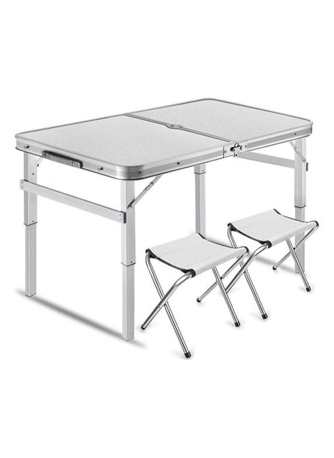 Folding Tables Aluminum Metal Stools Adjustable Height Portable Camping Table Chairs Set Sturdy Lightweight