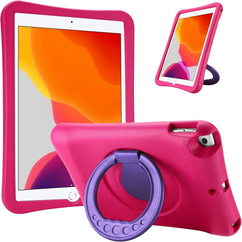 Procases Kids Case For Ipad 10.2 9Th 2021/10.2 8Th 2020/7Th 2019/Ipad Air 10.5 3Rd Gen/Ipad Pro 10.5, Durable Shockproof Light Weight Protective Cover With Rotatable Kickstand And Grip -Magenta - Image 1