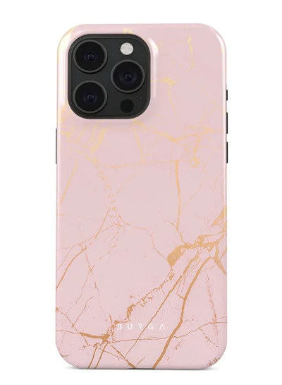 بورجا جراب iPhone 15 Pro، قطعتان من الغلاف الصلب + بطانة داخلية من السيليكون TPU، ممتص للصدمات، سهل الوصول إلى جميع المنافذ، إطار مرتفع لحماية الشاشة والكاميرا، طباعة عالية الجودة لا تتلاشى أبدًا، ذهبي خوخي