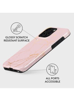 BURGA iPhone 15 Pro Case, 2 Piece Hard Shell + TPU Silicone Interior, Shock Absorption, All Port Accessible, Raised Bezel For Screen & Camera Protection, Never Fading HQ Print, Peachy Gold  - Image 3