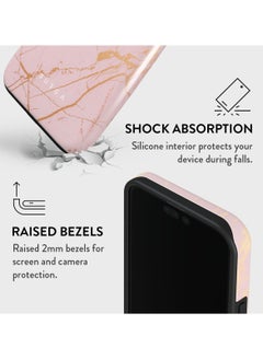 BURGA iPhone 15 Pro Case, 2 Piece Hard Shell + TPU Silicone Interior, Shock Absorption, All Port Accessible, Raised Bezel For Screen & Camera Protection, Never Fading HQ Print, Peachy Gold  - Image 4