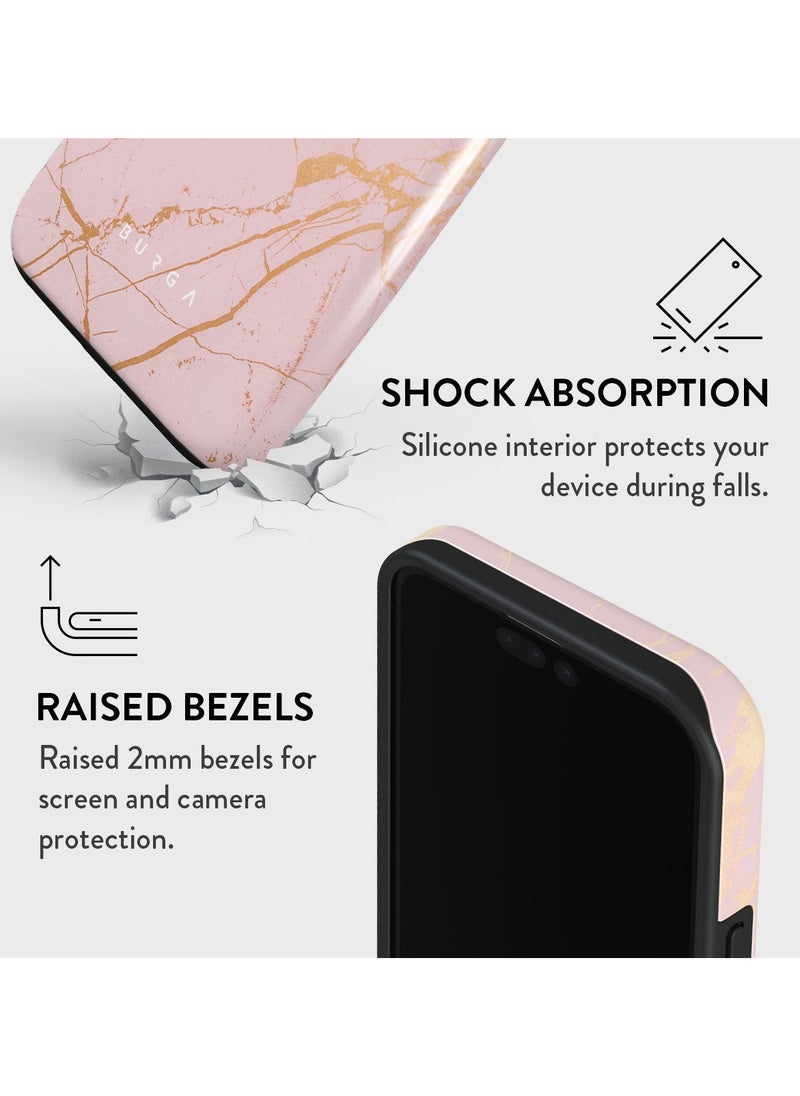 BURGA - iPhone 15 Pro Case, 2 Piece Hard Shell + TPU Silicone Interior, Shock Absorption, All Port Accessible, Raised Bezel For Screen & Camera Protection, Never Fading HQ Print, Peachy Gold - Image 1
