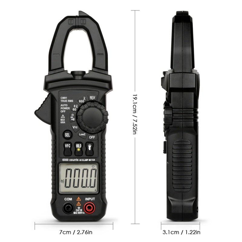 MESTEK Professional True RMS LCD Digital Clamp Meter Multimeter AC/DC Voltage AC Current Continuity Tester - Image 4