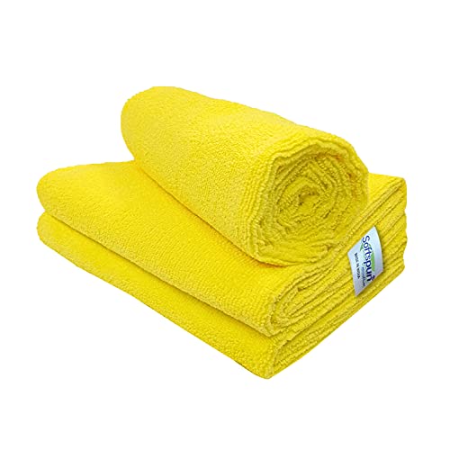 SOFTSPUN Microfiber Hair & Face Care Towel Set of 3 Piece, 40x60 Cms, 340 GSM (Yellow). Super Soft & Comfortable, Quick Drying, Ultra Absorbent in Large Size. - Image 2