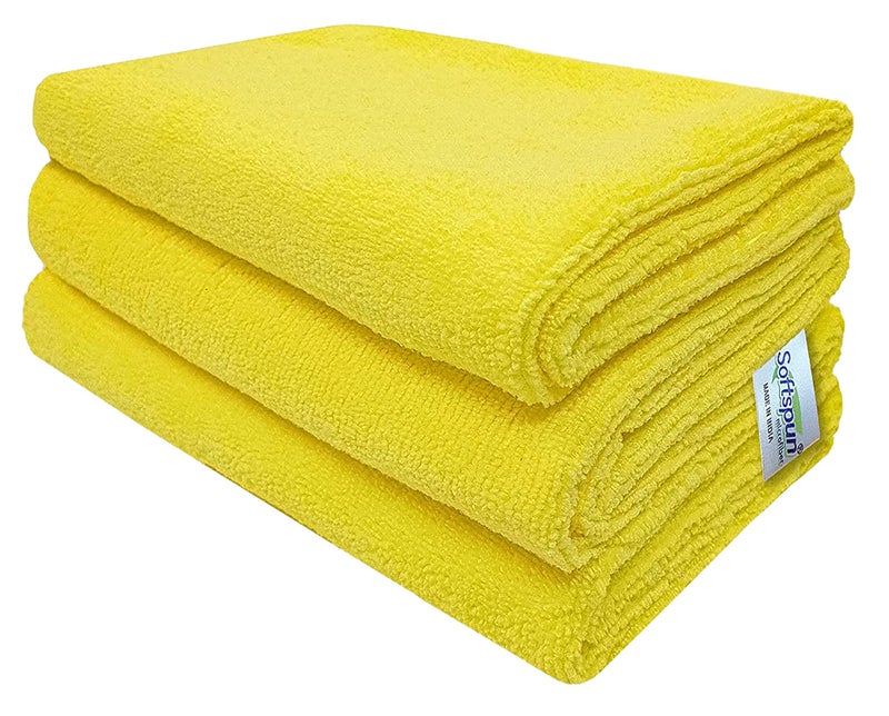 SOFTSPUN Microfiber Hair & Face Care Towel Set of 3 Piece, 40x60 Cms, 340 GSM (Yellow). Super Soft & Comfortable, Quick Drying, Ultra Absorbent in Large Size. - Image 1