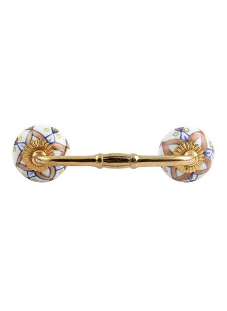 Indian-Shelf IndianShelf 1 Pack Ceramic Cabinet Handles Drawer Pulls Brown Interior Kitchen Cupboard Door Gold Hardware 8 Hole to Hole BH81CK53  - Image 1