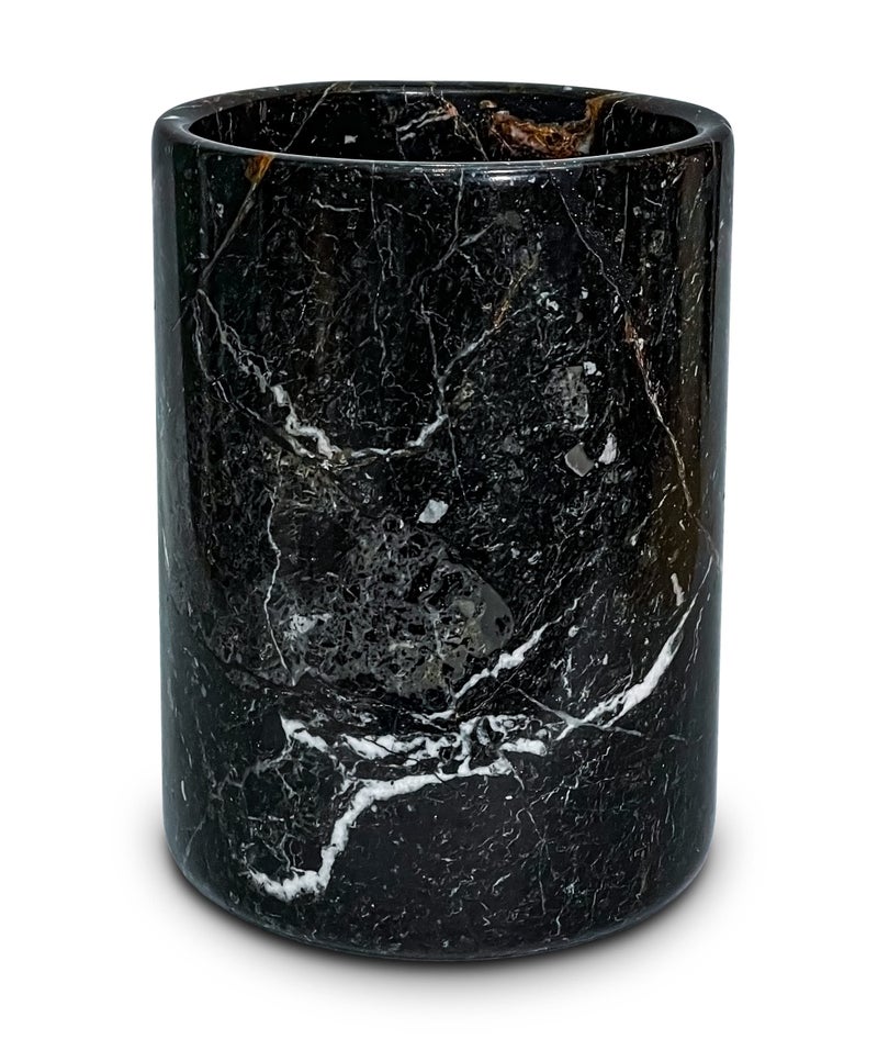 TheWolfard TheWolfard Black Zebra Marble Champagne Wine Cooler Bucket and Utensils Holder Best Handmade  Inside Polished for Kitchen Accessories  Housewarming Gifts with NonSlip Scratch Proof Pad 
