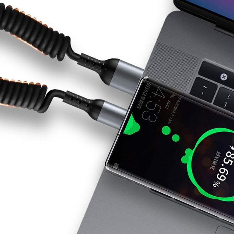 كابل USB C إلى USB C قابل للتمديد، للشحن السريع ونقل البيانات، مع موصلات ذكرية للأجهزة اللوحية والهواتف - Image 3
