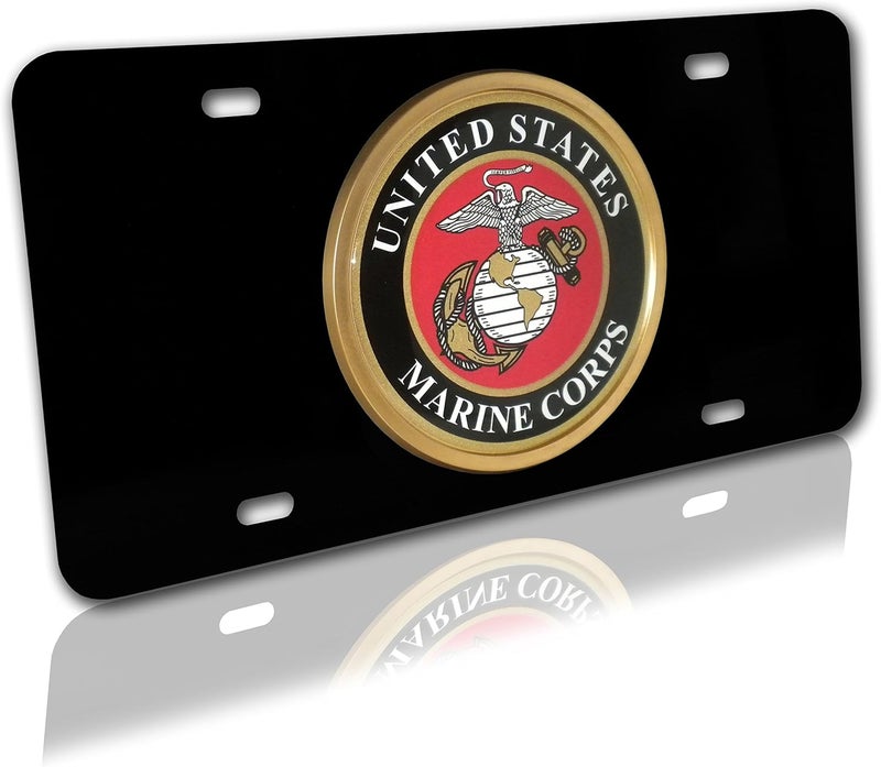 Elektroplate Marines Seal on Black License Plate - Image 4