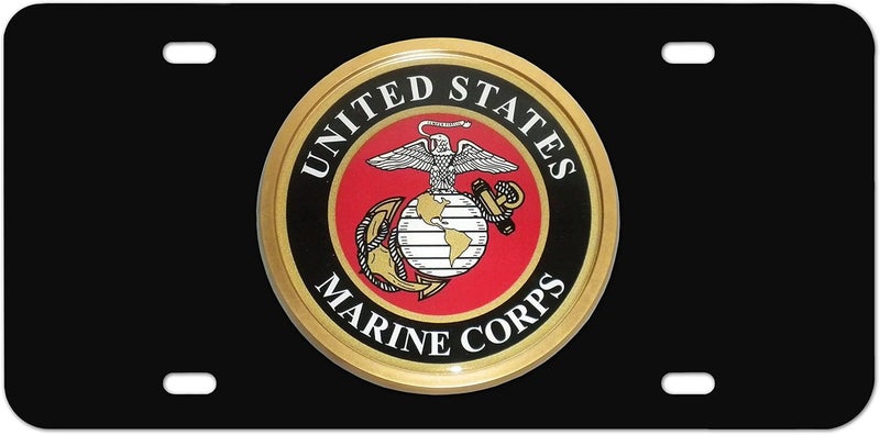Elektroplate Marines Seal on Black License Plate - Image 1