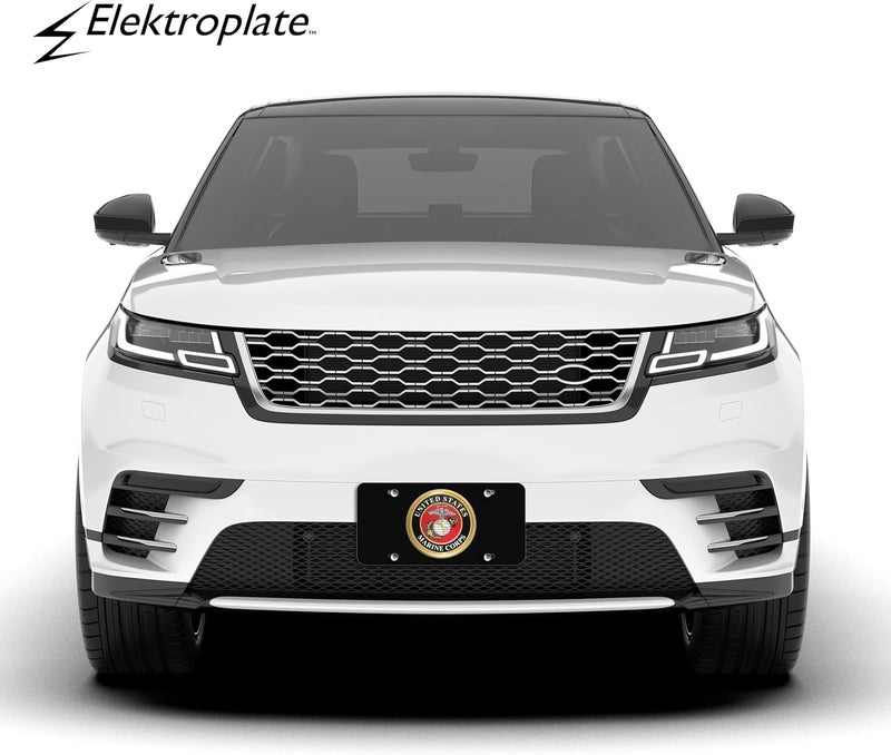 Elektroplate Marines Seal on Black License Plate - Image 5