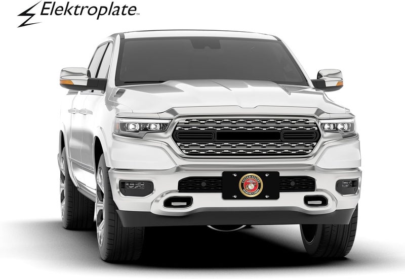 Elektroplate Marines Seal on Black License Plate - Image 2
