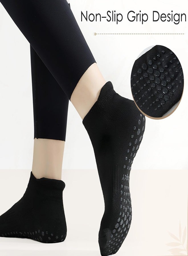 TecoKart® 2Pairs Socks for Women Ankle Length, Cotton Anti Skid Socks with Grips, Women Socks for Yoga, Pilates, Gym, Hospital Use (Black and White) - Image 5