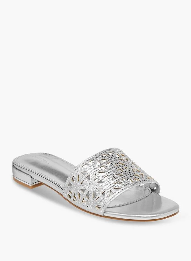 Flora Bella By Shoexpress SILVER Women Cutout Detail Slide Sandals for Women | Best Price UAE