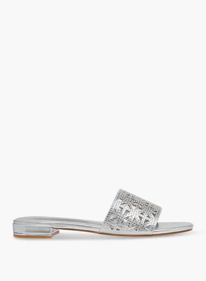 Flora Bella By Shoexpress SILVER Women Cutout Detail Slide Sandals for Women | Best Price UAE