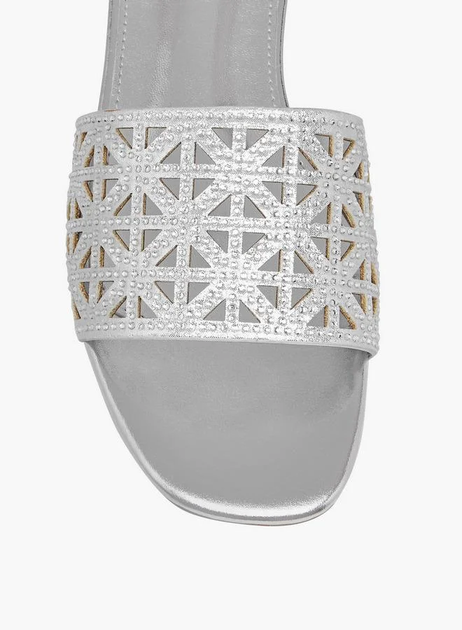 Flora Bella By Shoexpress SILVER Women Cutout Detail Slide Sandals for Women | Best Price UAE