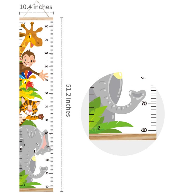 Lvpai Animals Growth Chart for Kids, Baby Height Chart, Canvas Height Measuring Rulers for Boys Girls (Animals 1) - Image 3