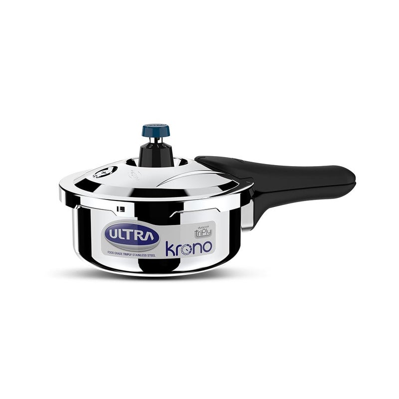 Ultra Triply Krono Pressure Cooker 1.5 Litre | Whistle Counter | Spillage Control | AISI 304 Food Grade Stainless Steel Cooker | 5 Years Warranty, Injection Moulded Handles & Induction Compatible - Image 2