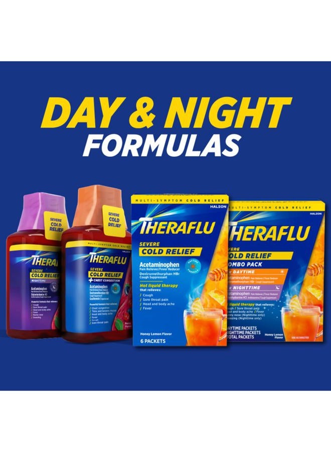 Theraflu Combo Daytime and Nighttime Severe Cold Relief Honey Lemon Flavor Powder_ and Daytime Severe Cold Relief Berry Burst Flavor Powder, _6 Daytime + 6 Nighttime, and 6 Berry Burst Powder Packets - Image 4