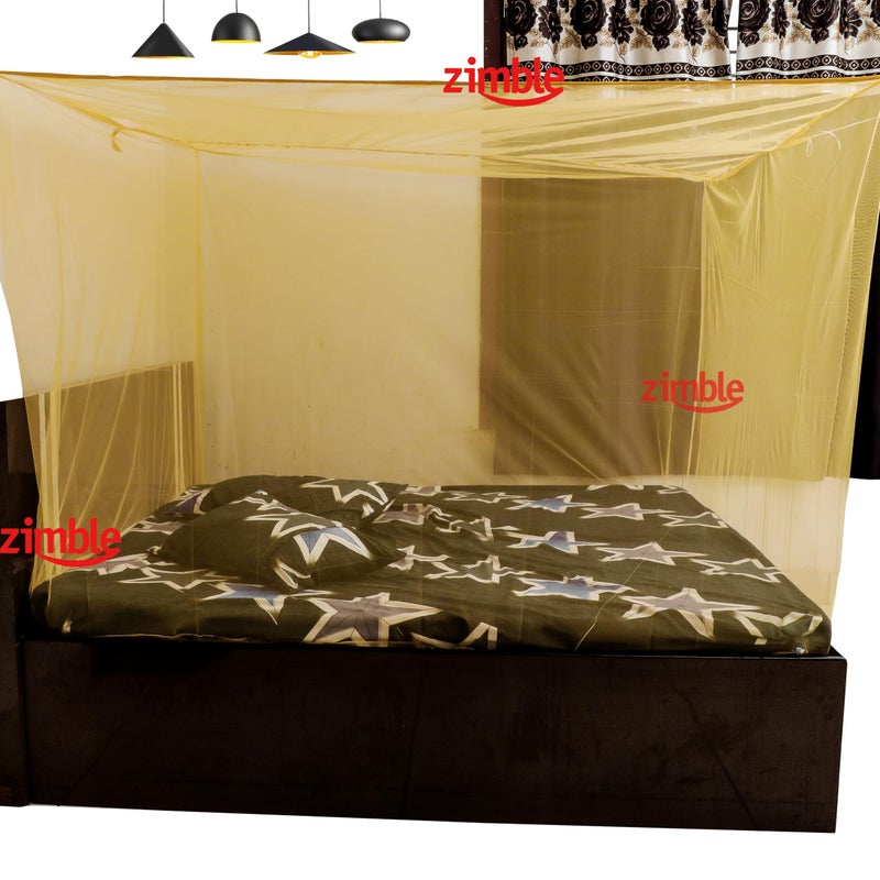 ZIMBLE شبكة ناموسية زيمبل 8x8 لون كريمي ماشارداني حجم سرير مزدوج ملكي كوين من بولي قطن للغرفة الأطفال والعائلة - Image 2