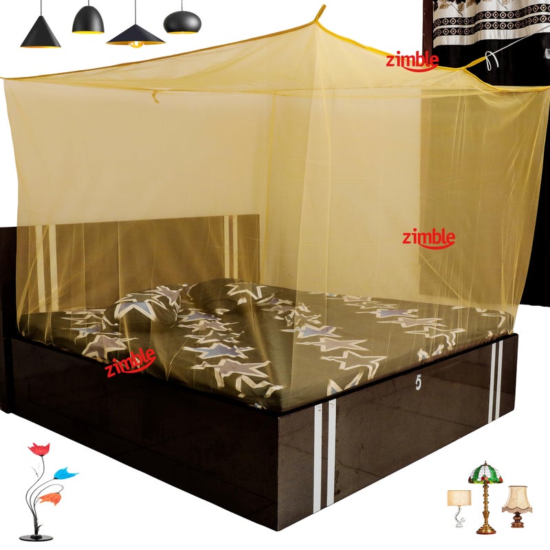 ZIMBLE شبكة ناموسية زيمبل 8x8 لون كريمي ماشارداني حجم سرير مزدوج ملكي كوين من بولي قطن للغرفة الأطفال والعائلة - Image 1