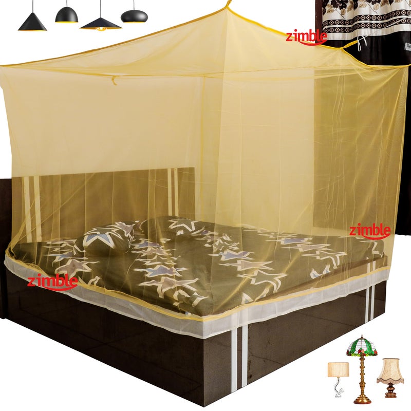 ZIMBLE شبكة ناموسية زيمبل 8x8 لون كريمي ماشارداني حجم سرير مزدوج ملكي كوين من بولي قطن للغرفة الأطفال والعائلة - Image 4