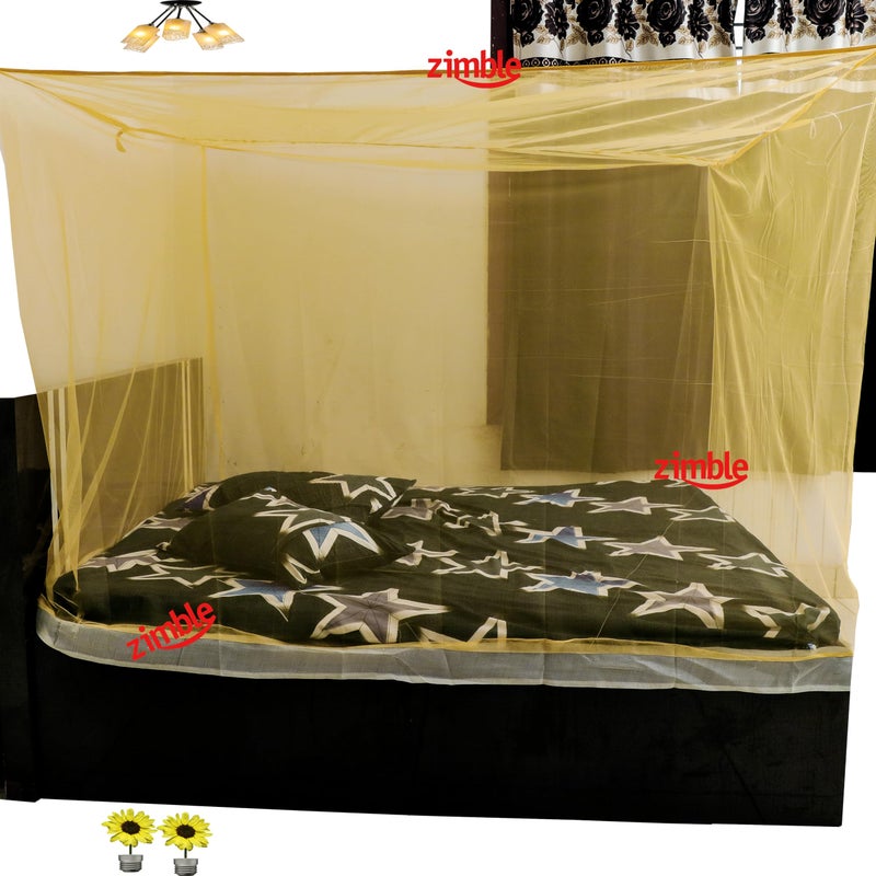 ZIMBLE شبكة ناموسية زيمبل 8x8 لون كريمي ماشارداني حجم سرير مزدوج ملكي كوين من بولي قطن للغرفة الأطفال والعائلة - Image 3