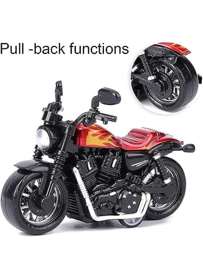 لعبة دراجة نارية من خليط معدني تزويق نموذج محاكاة للغاية سيارة سحب للخلف للاطفال مجموعة هدايا فكرية احمر - Image 5