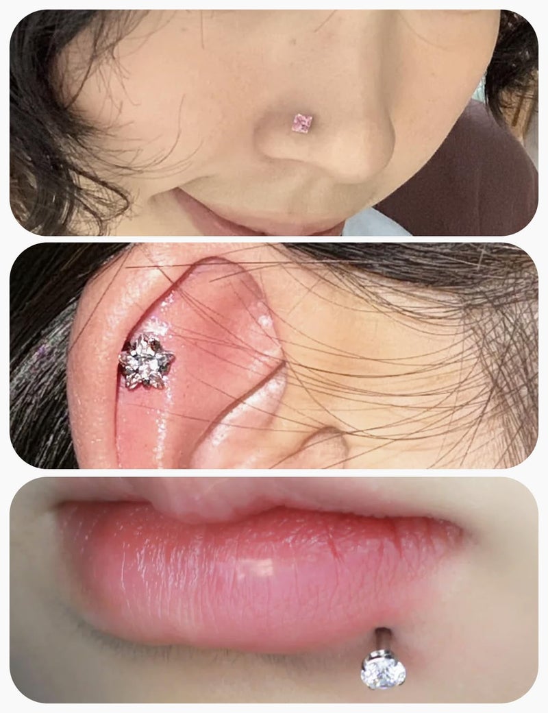 Lsnevsie 16G Threadless Nose Rings Studs Flat Back Earrings Studs Surgical Stainless Steel Opal Heart CZ Nose Rings Stud Tragus Helix Conch Cartilage Earrings Piercing Jewelry For Women Men 6MM Bar - Image 5