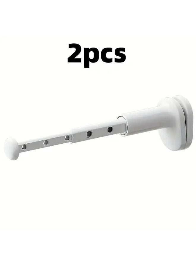 2pcs White Heavy Duty Retractable Clothes Hangers Space Saving Folding Drying Rack - Image 1