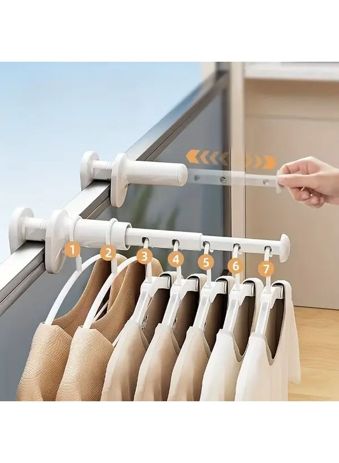 2pcs White Heavy Duty Retractable Clothes Hangers Space Saving Folding Drying Rack - Image 5