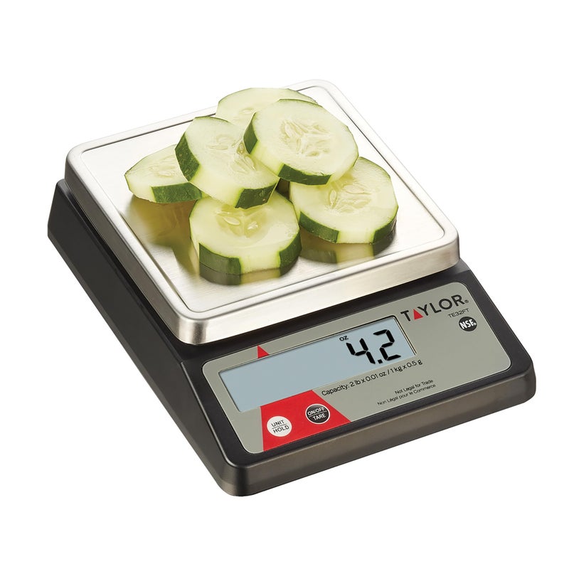 Taylor Compact Digital Portion Control Scale, Food Scale for Precise Weight Measuring and Portion Control, Tare and Hold Function, NSF, 32OZ, Stainless Steel Platform - Image 3