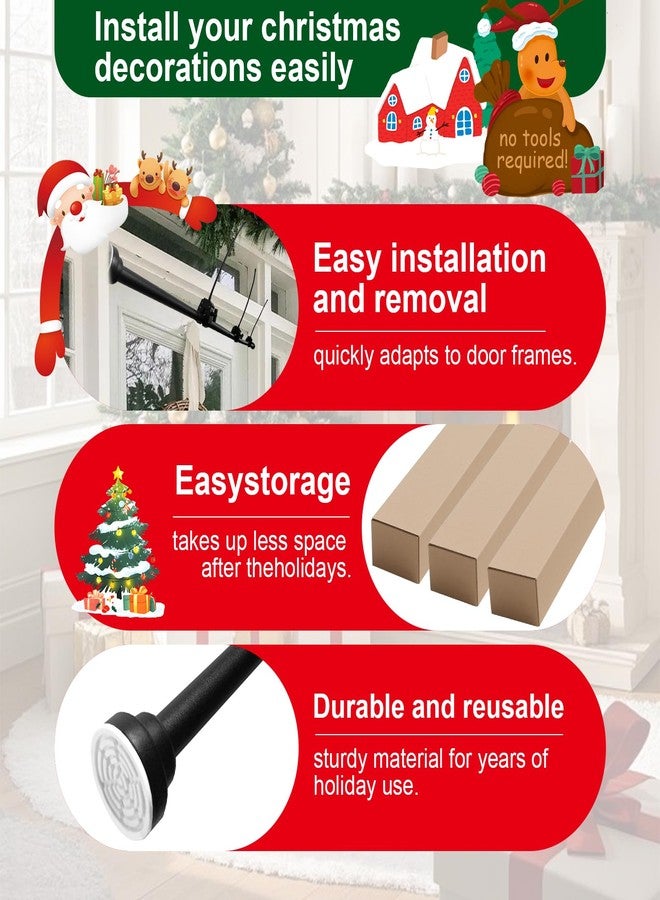 Docaharbour Garland Hanger for Front Door Frame, Adjustable 18"- 40" Heavy-Duty Garland Holder for Door Frame Christmas & Halloween Decorations, Wreaths, Lights, No-Drill, Damage-Free - Image 4