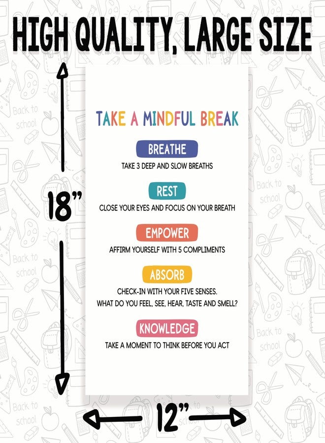 Printlabz Take A Mindful Break Classroom Poster - Positive Mental Health - Therapist Counselor Office - 12 x 18 Inch - Classroom Decor - Classroom Must Haves - Back To School Decor - CPS0148 - Image 2