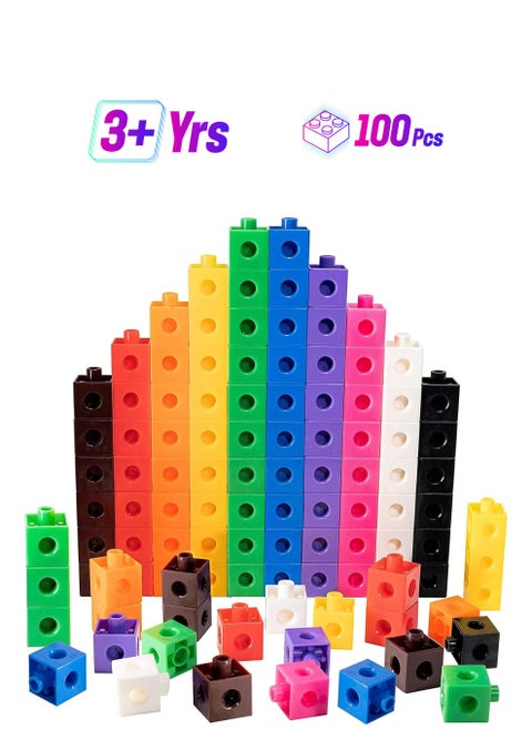 100pcs Linking Cubes Math Links STEM Building Stacking Blocks School Manipulatives Early Education Counting Sorting Blocks Toys for Kids Children