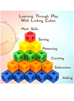 XICEN 100pcs Linking Cubes Math Links STEM Building Stacking Blocks School Manipulatives Early Education Counting Sorting Blocks Toys for Kids Children  - Image 4